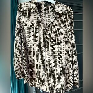 Coco + Carmen Black and White Casual Button Down Shirt